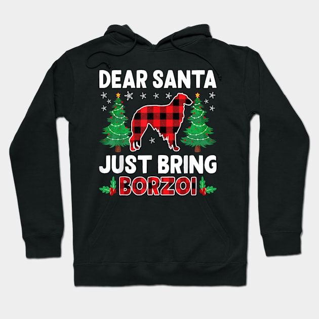 Dear Santa Just Bring Buffalo Plaid Dog Borzoi Xmas Hoodie by bienvaem